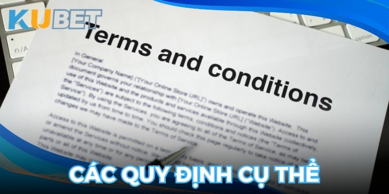 Điều khoản điều kiện cập nhật các quy định cụ thể